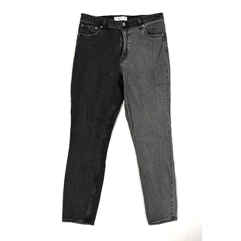 Abercrombie & Fitch 29L High Rise Skinny Two-Tone Color Block Gray Black Jeans